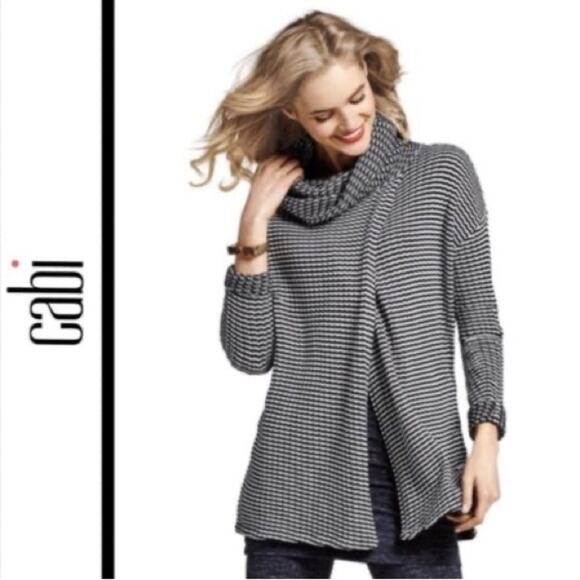 Cabi 3167 Fergie black and white split turtleneck sweater - Picture 1 of 10